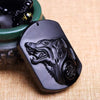 Black Obsidian Wolf Totem Pendant Necklace — Guardian of Strength & Protection - Buddha Tibet xd00111