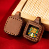 Miniature Thangka Leather Pendant — Hand-Painted Tibetan Deity Charm Buddha Tibet