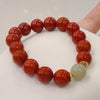 South Red Agate & Jadeite Bold Bead Bracelet — Red Agate's Warmth, Jade's Cool Calm