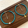 Freshwater Pearl and Turquoise Bracelet - Bright Blue, Soft Luster