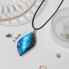 Buddha Tibet Drilled Labradorite Leaf Necklace - Blue Flash