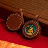 Miniature Thangka Leather Pendant — Hand-Painted Tibetan Deity Charm Buddha Tibet