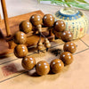 Liudao Wood Mala Bracelet — Six-Path Buddhist Prayer Beads in Natural Aged Hardwood Buddha Tibet