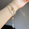White Crystal 108-Bead Mala Bracelet — Vajra Bell Style with Tibetan Connector Buddha Tibet