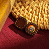1cm Micro Tsa-Tsa Thangka Pendant — Hand-Painted Deity in Square Leather Casing Buddha Tibet