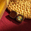 1cm Micro Tsa-Tsa Thangka Pendant — Hand-Painted Deity in Square Leather Casing Buddha Tibet