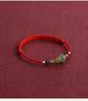 Hetian-Jade-Kürbis-Armband – Roter Faden mit Zinnober-Glücksperle