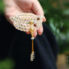 Yellow Jambhala 108-Bead White Crystal Mala Bracelet — Clear Quartz & Sandalwood for Wealth Practice Buddha Tibet