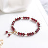 Three - Bead Garnet Bracelet — Minimal Natural Stone Stack for Everyday Wear - Buddha Tibet