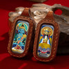 Tibetan Dual-Sided Tsa-Tsa Pendant — Hand-Painted Deity & Guardian Pairs in Leather Casing Buddha Tibet