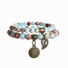 Baum des Lebens Chakra Armband — Tigerauge & Amethyst Edelstein Set