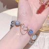 Clear Quartz Bow Bracelet — Delicate Bead Bracelet with Snow Crystal Charm - Buddha Tibet
