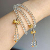 White Crystal 108-Bead Mala Bracelet — Vajra Bell Style with Tibetan Connector Buddha Tibet