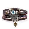Turquoise Evil Eye Leather Wrap Bracelet - Layered Protection