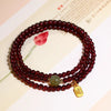 Layered Garnet & Chalcedony Bracelet Stack — Multi - Stone Bead Set for Protection & Calm - Three - Layer Garnet Lucky CoinBuddha Tibet