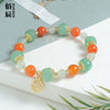 Xinjiang Gold-Silk Jade Pumpkin Bead Bracelet — Natural Gobi Desert Stone, Unisex Buddha Tibet