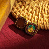 1cm Micro Tsa-Tsa Thangka Pendant — Hand-Painted Deity in Square Leather Casing Buddha Tibet