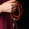 Tibetan Yak Bone Mala — 108-Bead Prayer Strand with Dzi Bead Pendant Buddha Tibet