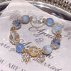 Clear Quartz Bow Bracelet — Delicate Bead Bracelet with Snow Crystal Charm - Buddha Tibet