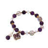 Natural Amethyst Four-Leaf Clover Pendant Bracelet — Crystal Bead Charm for Luck & Calm Buddha Tibet