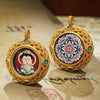 Tibetan Ghau Pendant — Hand-Painted Deity Tsakli in Filigree Brass Buddha Tibet