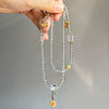 White Crystal 108-Bead Mala Bracelet — Vajra Bell Style with Tibetan Connector Buddha Tibet