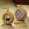 Tibetan Ghau Pendant — Hand-Painted Deity Tsakli in Filigree Brass Buddha Tibet