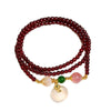 Layered Garnet & Chalcedony Bracelet Stack — Multi - Stone Bead Set for Protection & Calm - Three - Layer Garnet Peace ClaspBuddha Tibet