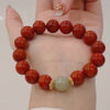 South Red Agate & Jadeite Bold Bead Bracelet — Red Agate's Warmth, Jade's Cool Calm