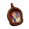 Hand-Painted Tsatsa Pendant — Miniature Tibetan Buddhist Guardian in Leather Frame Buddha Tibet