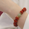 South Red Agate & Jadeite Bold Bead Bracelet — Red Agate's Warmth, Jade's Cool Calm