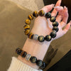 Tiger Eye and Sheen Obsidian Bracelet - Warm Contrast, Steady Focus
