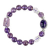 Amethyst Tower Crystal Bracelet — Natural Point Cut with Geometric Box Charm Buddha Tibet