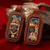 Tibetan Dual-Sided Tsa-Tsa Pendant — Hand-Painted Deity & Guardian Pairs in Leather Casing Buddha Tibet