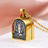 Tibetan Ghau Locket Necklace — Opening Shrine Pendant with Thangka Deity Art Buddha Tibet