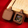 Miniature Thangka Leather Pendant — Hand-Painted Tibetan Deity Charm Buddha Tibet