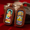 Tibetan Dual-Sided Tsa-Tsa Pendant — Hand-Painted Deity & Guardian Pairs in Leather Casing Buddha Tibet