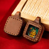 Miniature Thangka Leather Pendant — Hand-Painted Tibetan Deity Charm Buddha Tibet