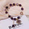Natural Amethyst Four-Leaf Clover Pendant Bracelet — Crystal Bead Charm for Luck & Calm Buddha Tibet