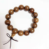 Golden Silk Sandalwood Mala Bracelet — Natural Wood Beads with Carved Blessing Pendant Buddha Tibet