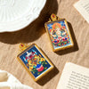 Tibetan Thangka Tsa-Tsa Pendant — Hand-Painted Deity Amulet in Gold-Plated Frame Buddha Tibet