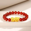 Red Agate Pixiu Bracelet — The Wealth Guardian, in Red and Gold