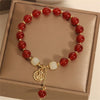 Red Agate Fu Character Bracelet — Rabbit Charm, Fortune On a Red Cord