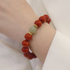 South Red Agate & Jadeite Bold Bead Bracelet — Red Agate's Warmth, Jade's Cool Calm