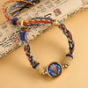 Hand - Painted Dzakri Lhamo Thangka Bracelet — Tibetan Wealth Goddess Woven Charm - Fully Hand - Painted Dzakri LhamoBuddha Tibet
