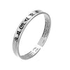 Tibetan Mantra Bangle — Om Mani Padme Hum & Heart Sutra, Silver