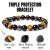 Triple Protection Bracelet — Obsidian, Tiger Eye & Hematite
