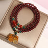 Natural Garnet Crystal Multi - Layer Bracelet — with Double Gourd or Peace Apple Charm - Garnet with Double Gourd CharmBuddha Tibet