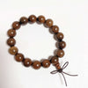 Golden Silk Sandalwood Mala Bracelet — Natural Wood Beads with Carved Blessing Pendant Buddha Tibet