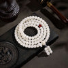 White Bodhi Root Mala Bracelet — 108-Bead Buddhist Prayer Beads for Calm & Clarity Buddha Tibet